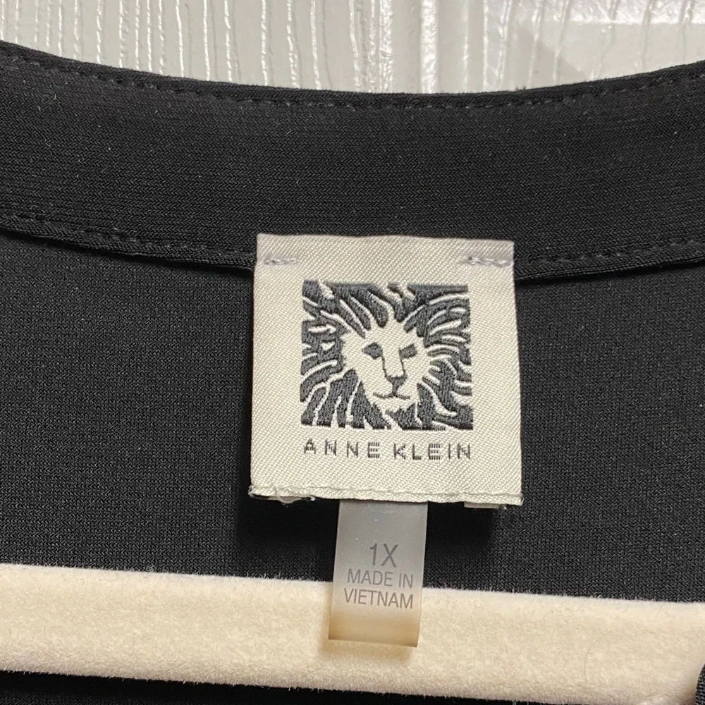 Anne Klein Plus Black Blouse with Gold Button Detail - Picture 2 of 5